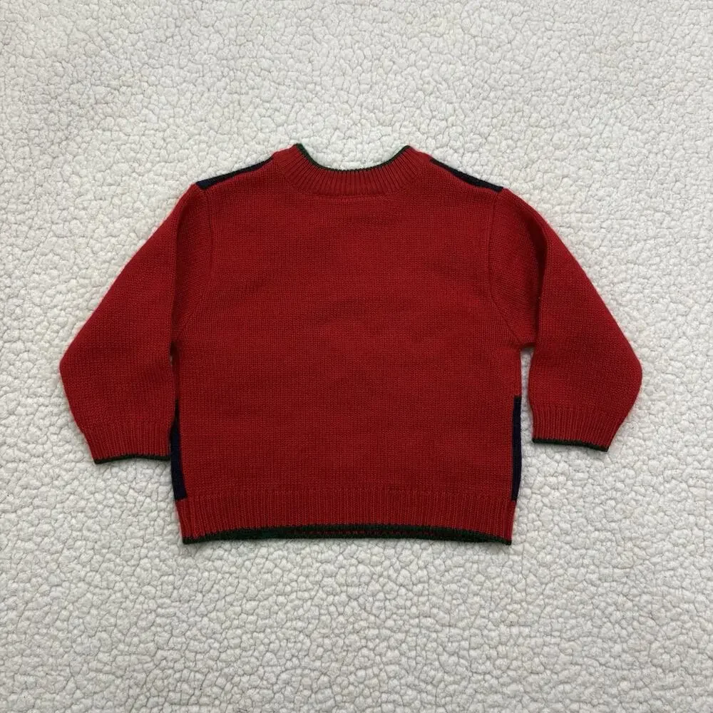 B.T. Kids Christmas Sweater Santa's Reindeer Vintage Y2K 12 Months‎ 3D Knit